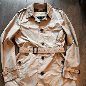 Authentic Burberry Brit Rain Coat Mens Large Beige Gray